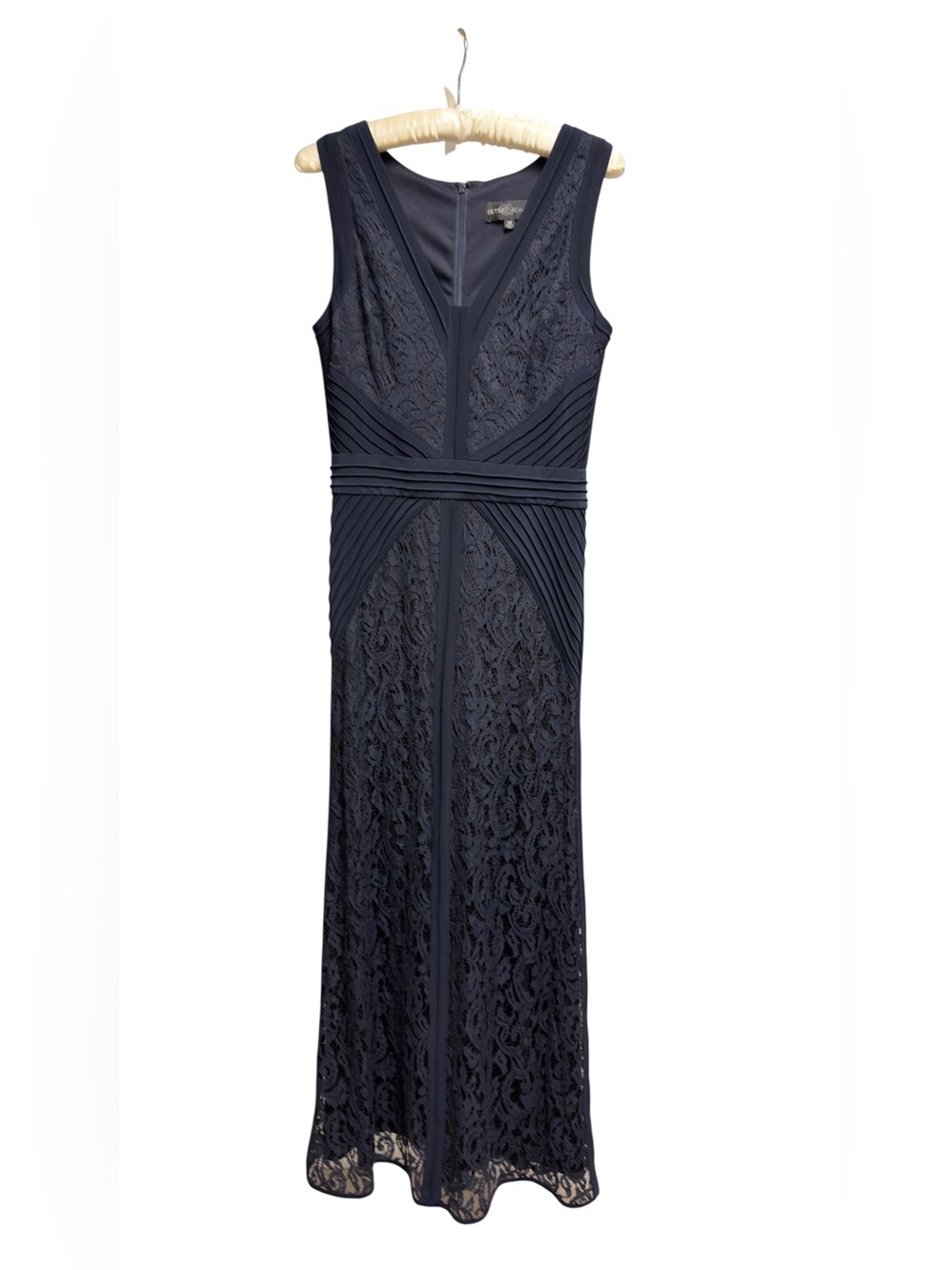 Betsy & Adam Navy Blue Lace Sleeveless MOB Formal Dress Evening Gown Size 14 - Picture 2 of 6